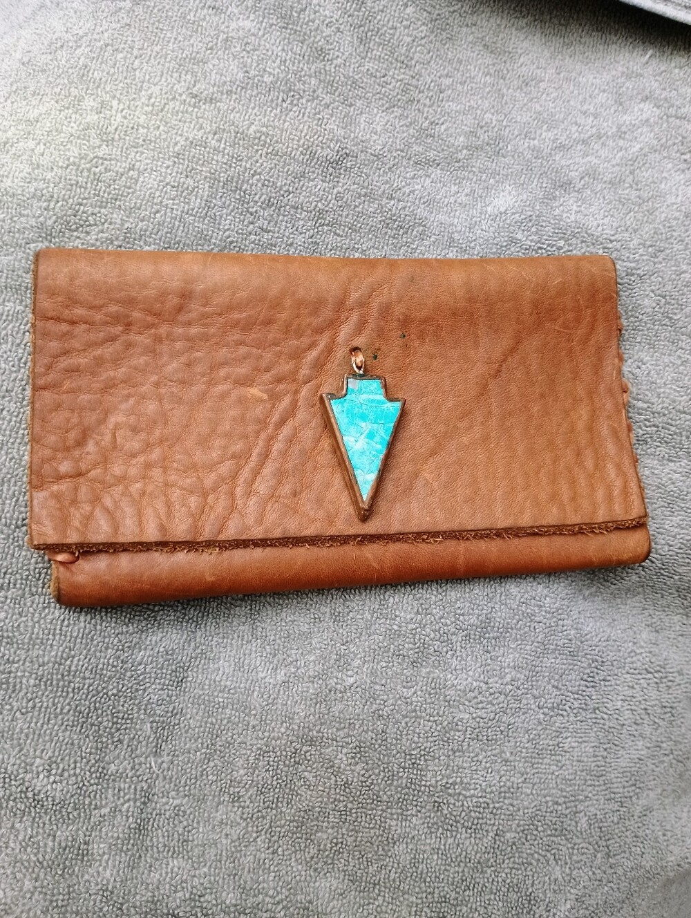 Grace of Thunder Leather Wallet Clutch Turquoise Arrowhead